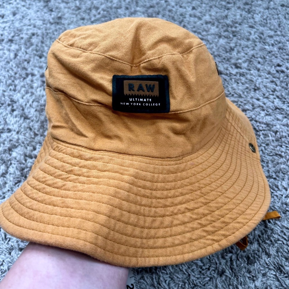 Raw Ultimate New York College Mustard Yellow Boonie Bucket Hat Wide Brim Mens